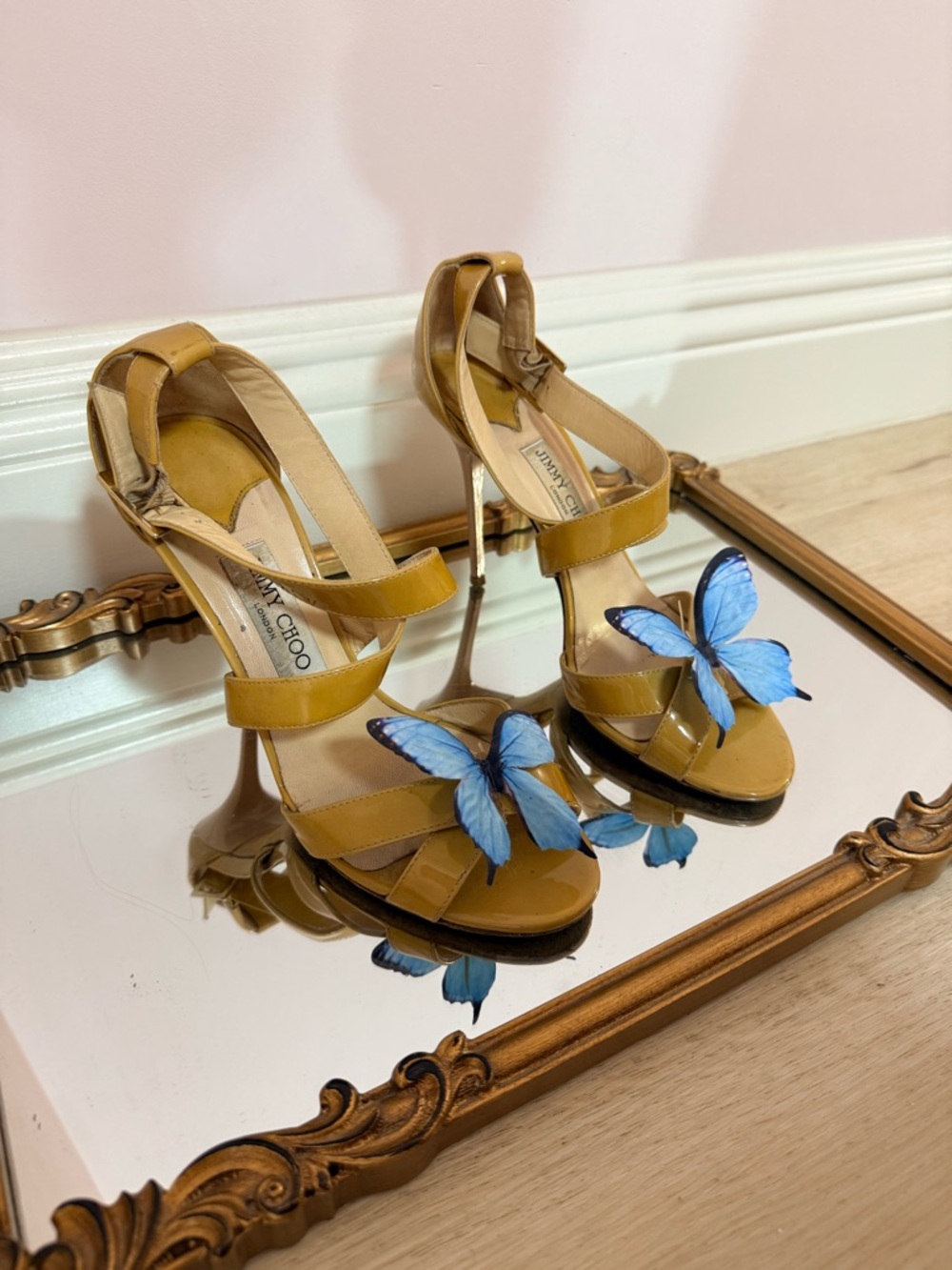 Jimmy Choo sandals shoes butterfly orchid size 9-9.5 US 39.5 Y2K Carrie Bradshaw